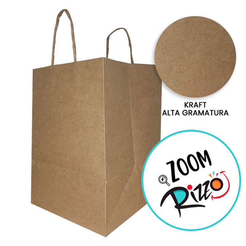 Sacola de Papel com Fundo Largo G 31,5x29,5x20cm - Kraft - 10 unidades - Cromus - Rizzo