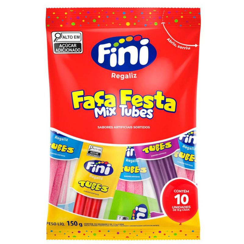 Tubes Faça Festa Mix - 170g - 10 unidades - Fini - Magazine 25