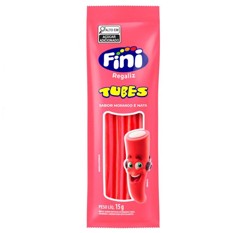 Tubes Morango e Nata - 180g - 12 unidades - Fini - Magazine 25