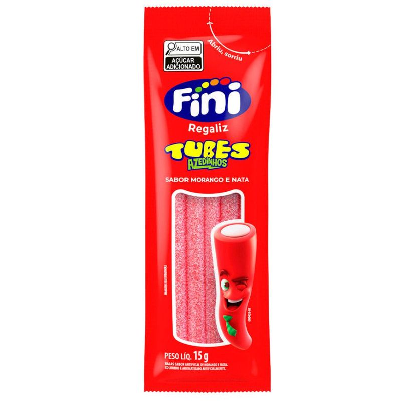 Tubes Morango e Nata Azedinhos - 180g - 12 unidades - Fini - Magazine 25