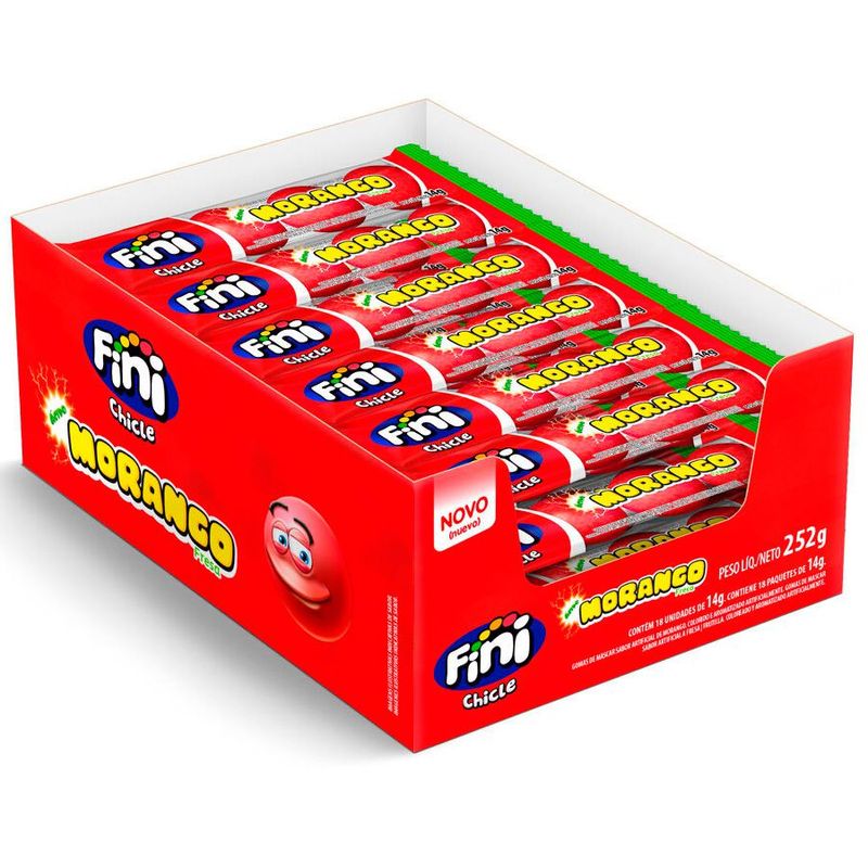 Chiclete Morango - 252g - 18 unidades - Fini - Magazine 25
