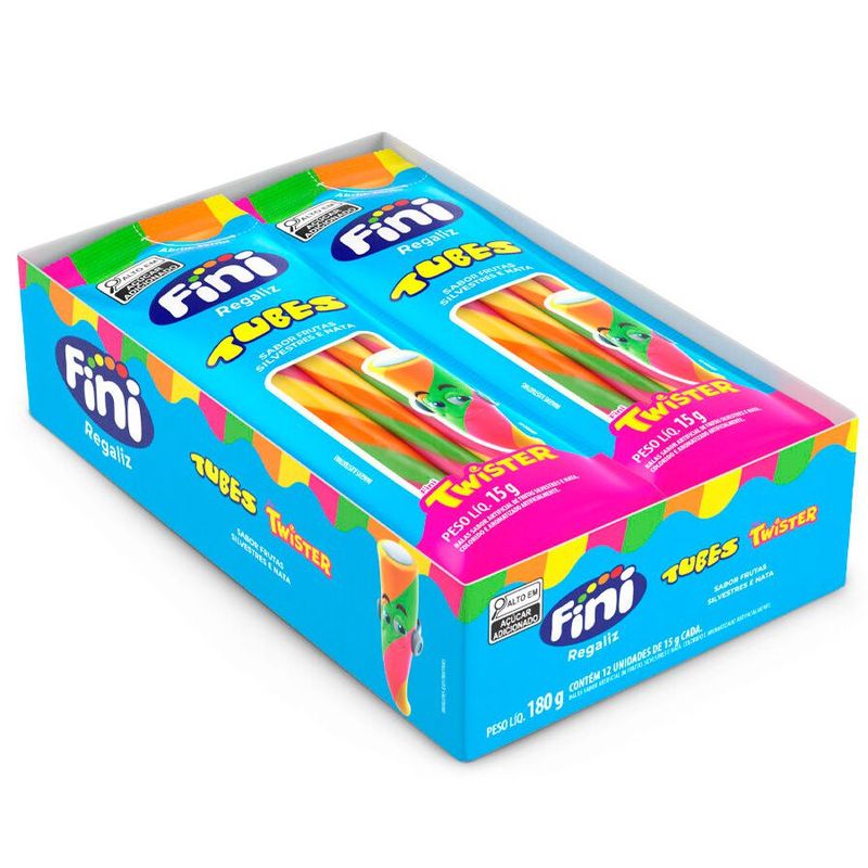 Tubes Twister Frutas Silvestres e Nata - 180g - 12 unidades - Fini - Magazine 25