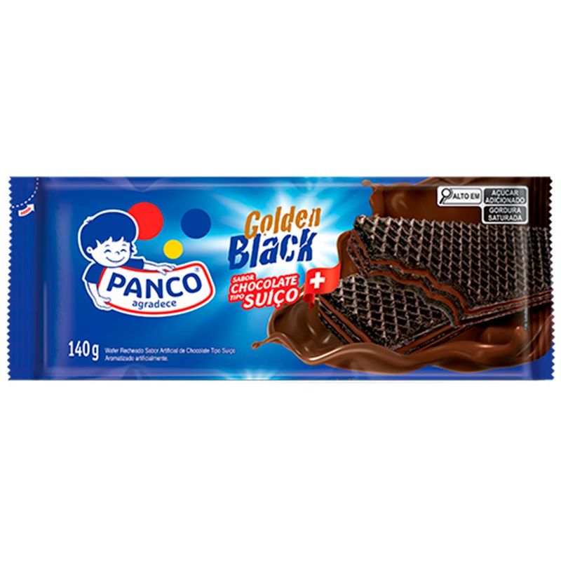 Biscoito Wafer Recheado Chocolate Golden Black 140g - Panco