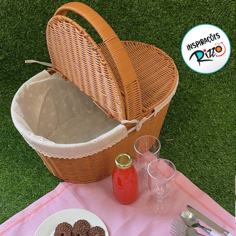 Cesta de Pic Nic 2 aberturas - 17,5x40,5x26cm - 1 unidade - Magazine 25