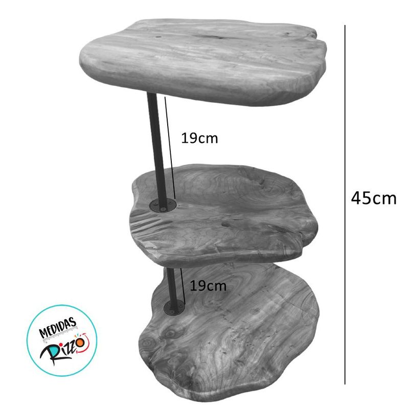 Decoração Madeira Rústica Orgânica 3 Andares - 45cm - 1 unidade - Magazine 25