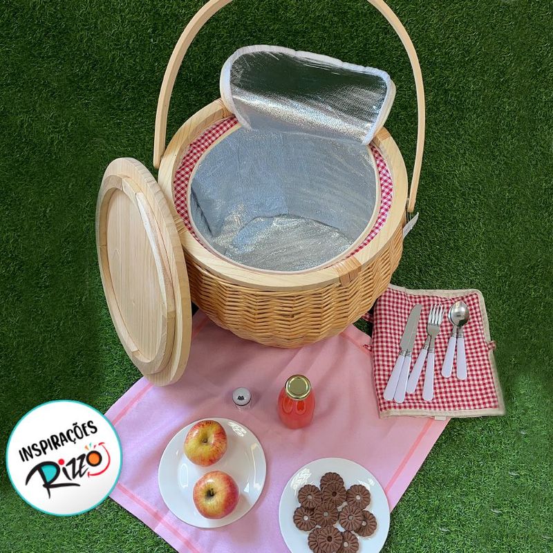 Kit Cesta de Pic Nic 2 serviços - 9 peças - 33x38cm - 1 unidade - Magazine 25