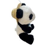 Urso Panda de Pelúcia com Chapéu de Palha - 25cm - 1 unidade - Rizzo