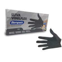 Luva Vinilflex Bompack S/PO Preta M - 100 unidades - Bompack - Rizzo Embalagens