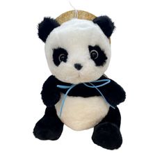 Urso Panda de Pelúcia com Chapéu de Palha - 25cm - 1 unidade - Magazine 25