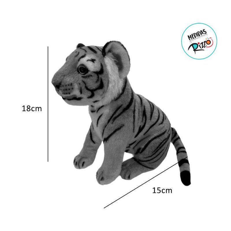 Tigre de Pelúcia - Branco - 18cm - 1 unidade - Rizzo