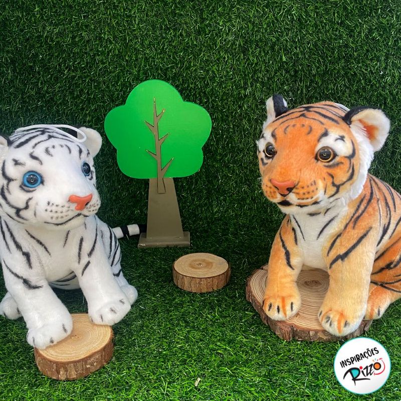 Tigre de Pelúcia - Branco - 18cm - 1 unidade - Rizzo