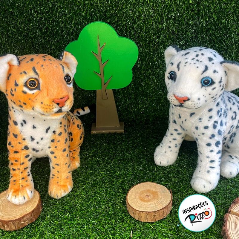 Leopardo de Pelúcia - Branco - 28cm - 1 unidade - Rizzo