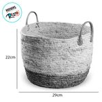 Cesto decorativo Elegance de Seagrass Natural e Cinza com alça - 29x29x22cm - 1 unidade - Magazine 25