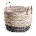 Cesto decorativo Elegance de Seagrass Natural e Cinza com alça - 29x29x22cm - 1 unidade - Magazine 25