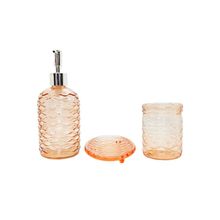 Kit para Banheiro de Vidro 3 Peças - 420ml - Laranja - 1 unidade - Magazine 25