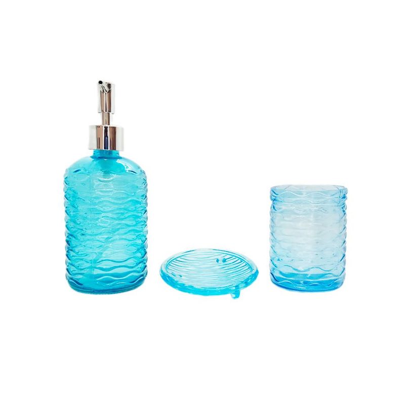 Kit para Banheiro de Vidro 3 Peças - 420ml - Azul - 1 unidade - Magazine 25