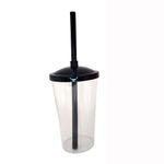 Copo de Plástico com Tampa e Canudo 300ml - Preto - 1 unidade - Magazine 25