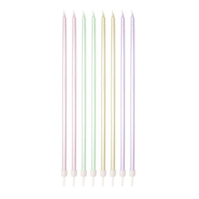 Vela Palito Gigante Metalizada Candy Color Sortida  - 8 un - Silver Festas - Magazine 25