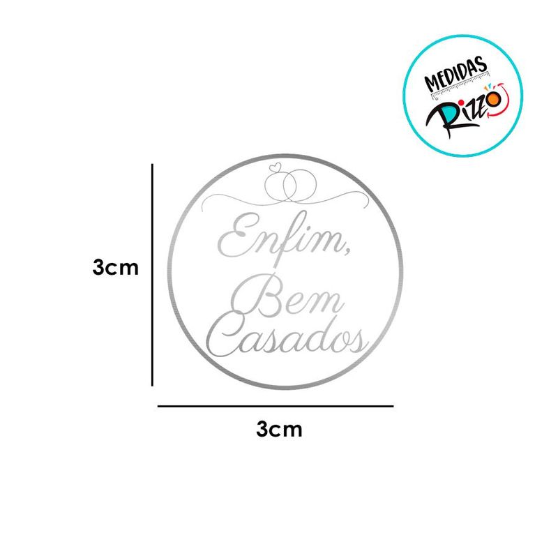 Adesivo "Enfim Bem Casados" - Ref.2200 - Hot Stamping  - 30 unidades - Stickr - Magazine 25