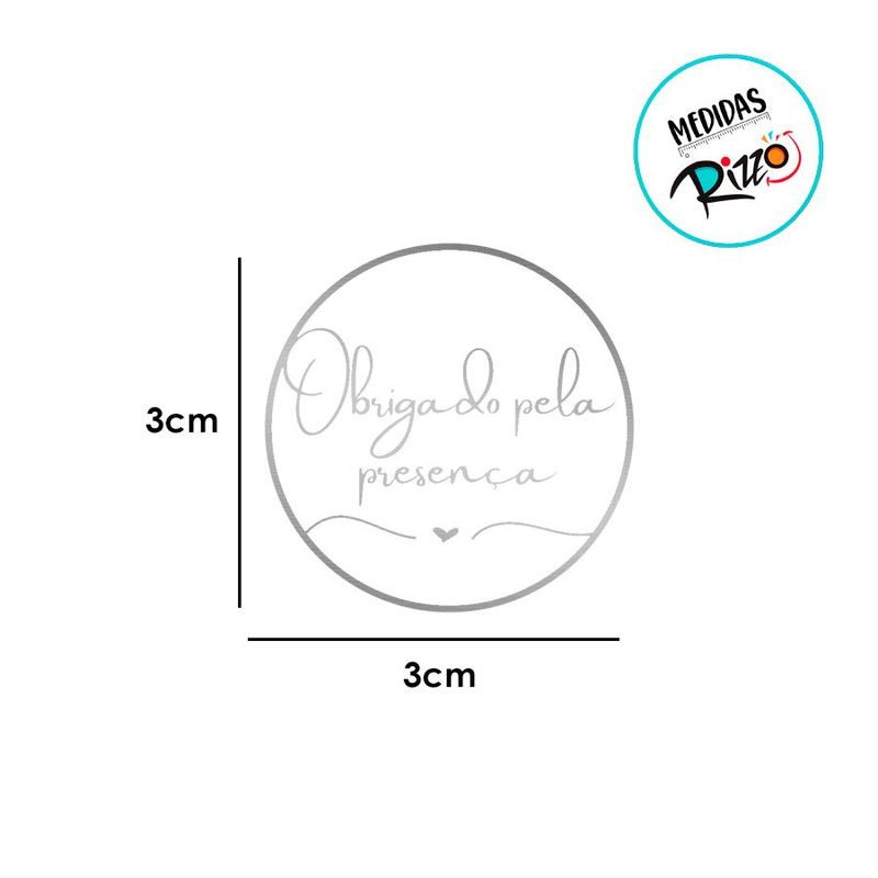Adesivo "Obrigada Pela Presença" - Ref.2201 - Hot Stamping - 30 unidades - Stickr - Magazine 25