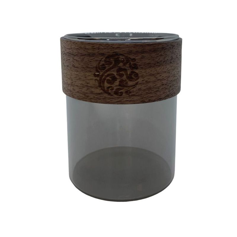Pote de Vidro com Detalhe em Madeira - 6,5x6cm - 175ml - 1 unidade - Magazine 25