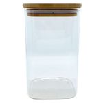 Pote de Vidro Hermético com Tampa de Bambu - 10x15cm - 1,050l - 1 unidade - Magazine 25