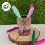 Pote de Vidro com Detalhe em Madeira - 6,5x6cm - 175ml - 1 unidade - Magazine 25