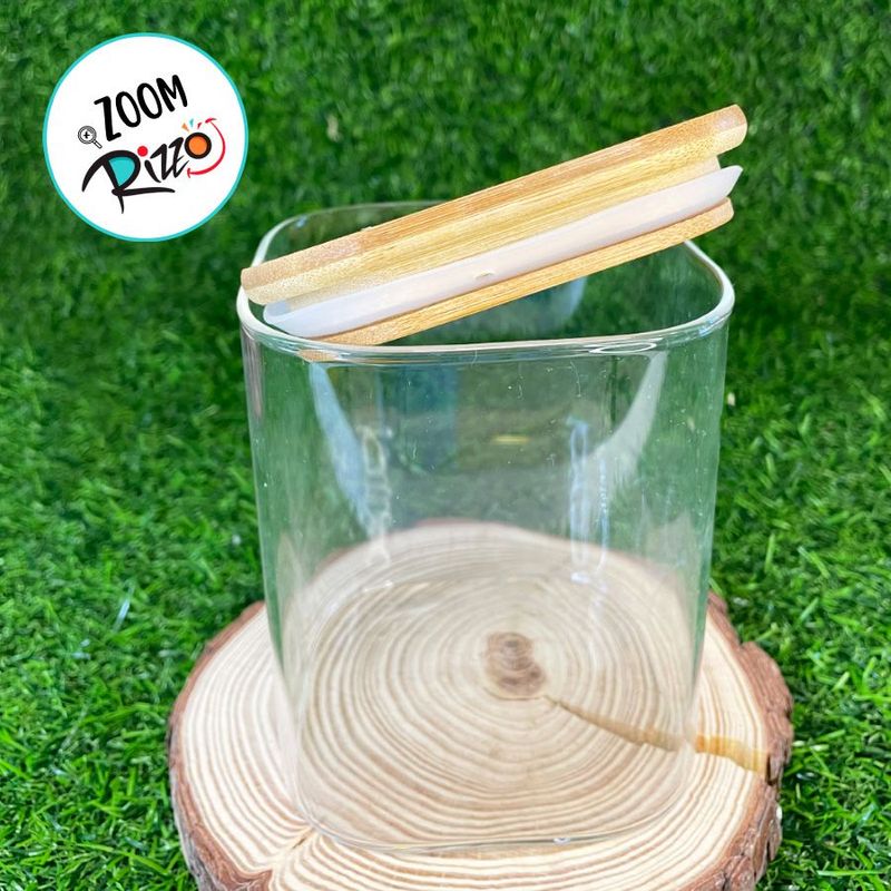 Pote de Vidro Hermético com Tampa de Bambu - 10x15cm - 1,050l - 1 unidade - Magazine 25