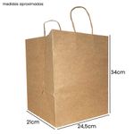 Sacola de Papel Kraft Premium Fundo Largo D-34 - 34x24,5x21cm - 10 unidades - Rizzo Embalagens