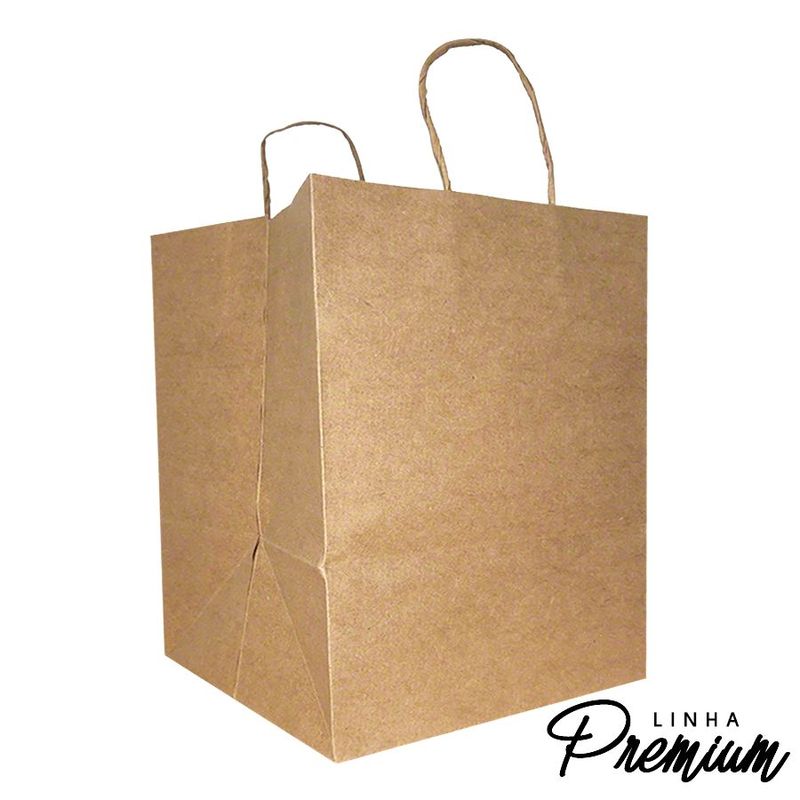 Sacola de Papel Kraft Premium Fundo Largo D-34 - 34x24,5x21cm - 10 unidades - Rizzo Embalagens