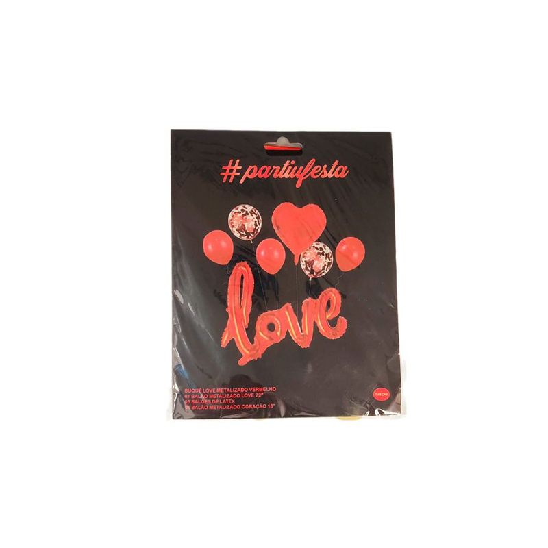 Kit Buque Balões Love Metalizado Vermelho - Buquê com 7 Balões - 1 unidade - Magazine 25