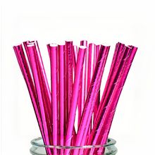 Canudos de Papel Metalizado - Pink - 25 unidades - Magazine 25