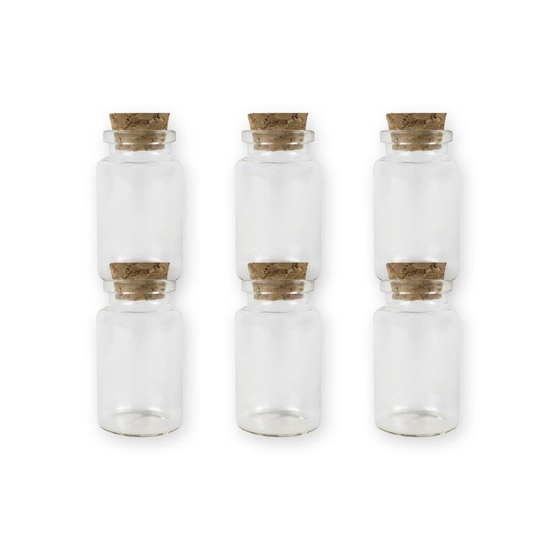 Kit 6 Potinhos de Vidro Hermético para Lembrancinha com Tampa de Rolha - 20ml - Magazine 25