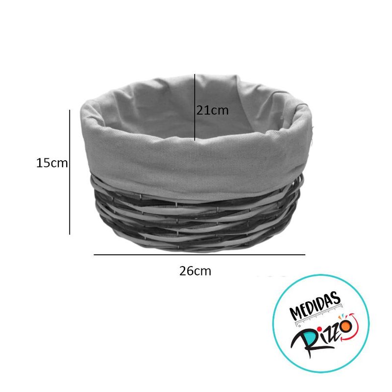 Cesta Oval com Tecido M - Bege - 26x21x15cm - 1 unidade - Magazine 25