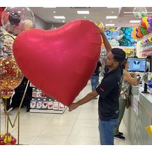 Balão de Festa Microfoil 60'' 1,20m - Coração Vermelho Fosco Gigante  - 1 unidade - Rizzo