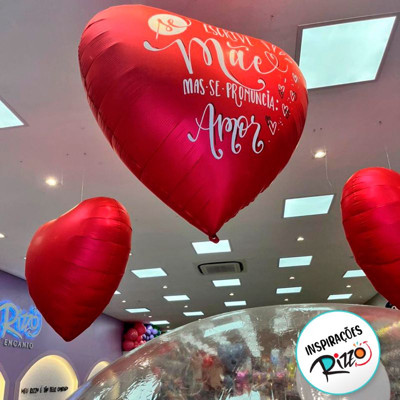 Balão de Festa Microfoil 60'' 1,20m - Coração Vermelho Fosco Gigante  - 1 unidade - Rizzo