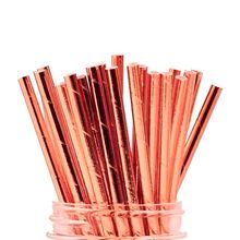 Canudos de Papel Metalizado - Rose - 25 unidades - Magazine 25