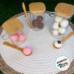Pote de Vidro Hermético com Tampa e Colher de Bambu - 12x6cm - 300ml - 1 unidade - Magazine 25