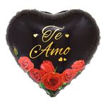 Balão de Festa Microfoil 18'' 45cm - Coração Te Amo Rosas - 1 unidade - Make Mais - magazine 25