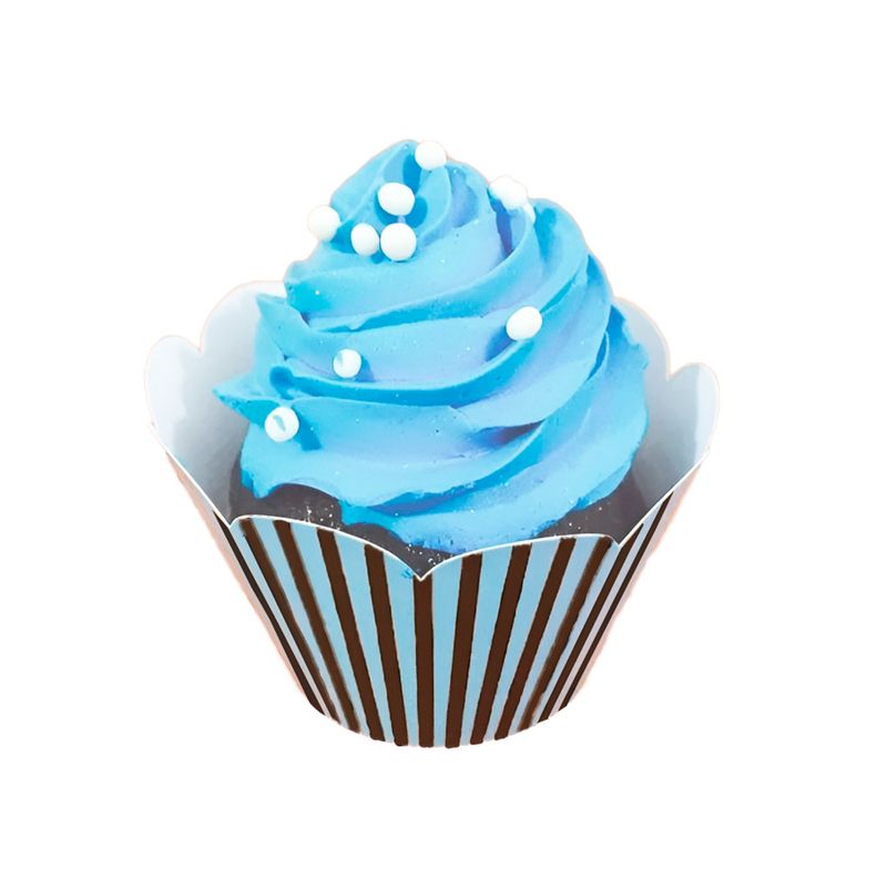 Wrapper para Cupcake - Listrado Azul/Marrom - 21,5x5cm - 12 unidades - Cromus - Magazine 25