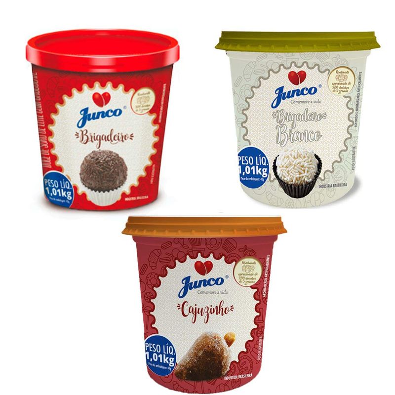 Kit Junco Pronto - Brigadeiro, Brig Branco e Cajuzinho 1,01Kg - Junco
