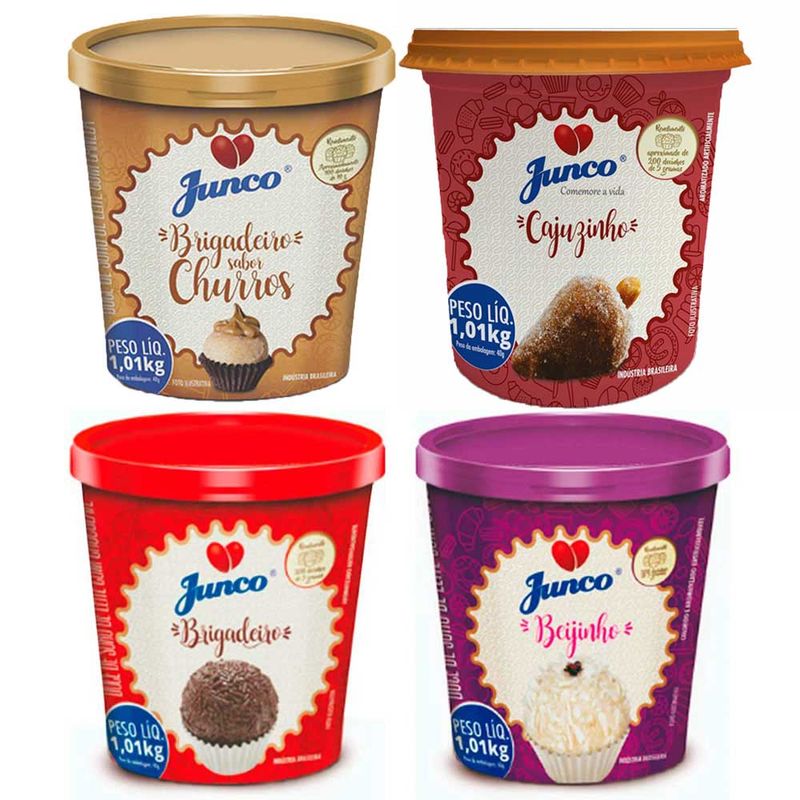 Kit Junco Pronto - Brigadeiro, Beijinho, Churros e Cajuzinho 1,01Kg - Junco
