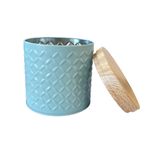 Lata de Metal Redonda Texturizada - Azul - 10x10cm - 1 unidade - Magazine 25