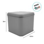 Lata de Metal Quadrada - Cinza - 8,5x8cm - 1 unidade - Magazine 25