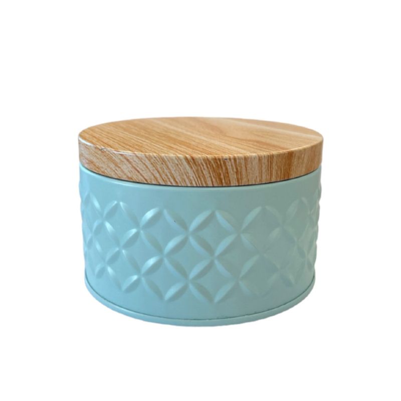 Lata de Metal Redonda Texturizada - Azul - 10x6cm - 1 unidade - Magazine 25