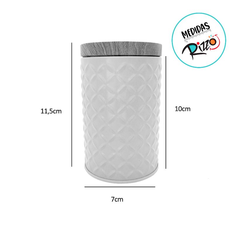 Lata de Metal Redonda Texturizada - Cinza - 11,5x7cm - 1 unidade - Magazine 25