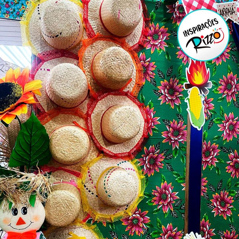Chapéu de Palha de Renda com Trança - Laranja com Detalhes Roxo/Bege - 1 unidade - Magazine 25