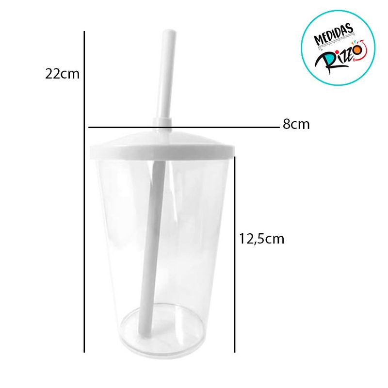 Copo de Plástico com Tampa e Canudo 300ml - Pink - 1 unidade - Magazine 25