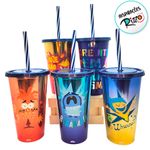 Copo de Plástico com Tampa e Canudo - Divertidamente 2 - Buaaa - 500ml - 1 unidade - Plasútil - Magazine 25
