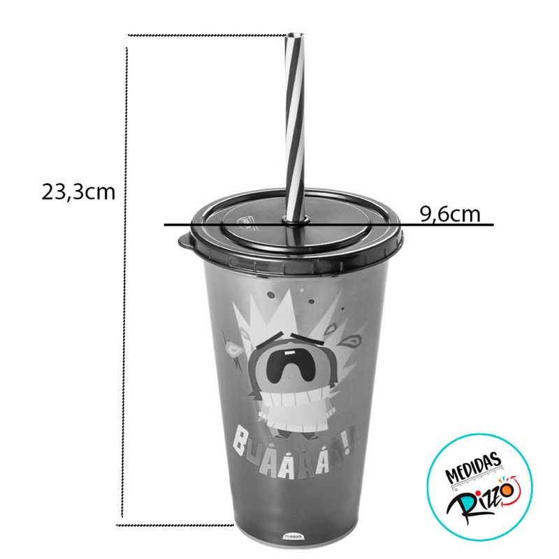 Copo de Plástico com Tampa e Canudo - Divertidamente 2 - Buaaa - 500ml - 1 unidade - Plasútil - Magazine 25